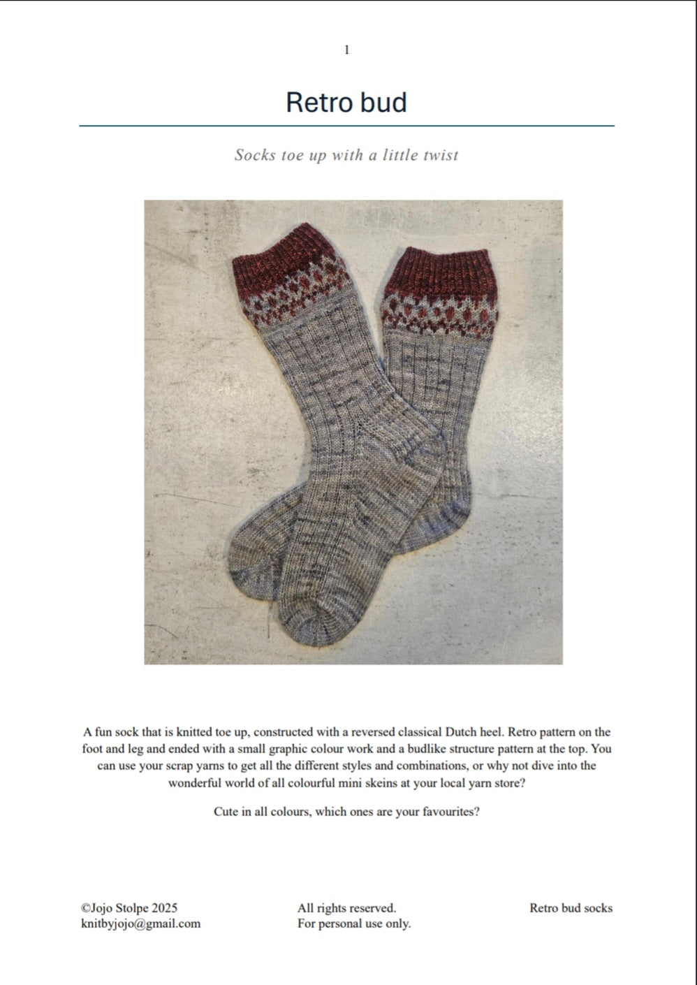 Retro bud socks, pdf