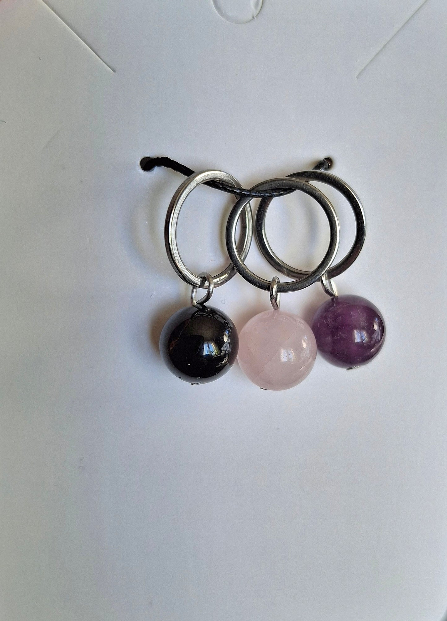 Stickmarkörer, svart Agat, rosenkvarts och ametist